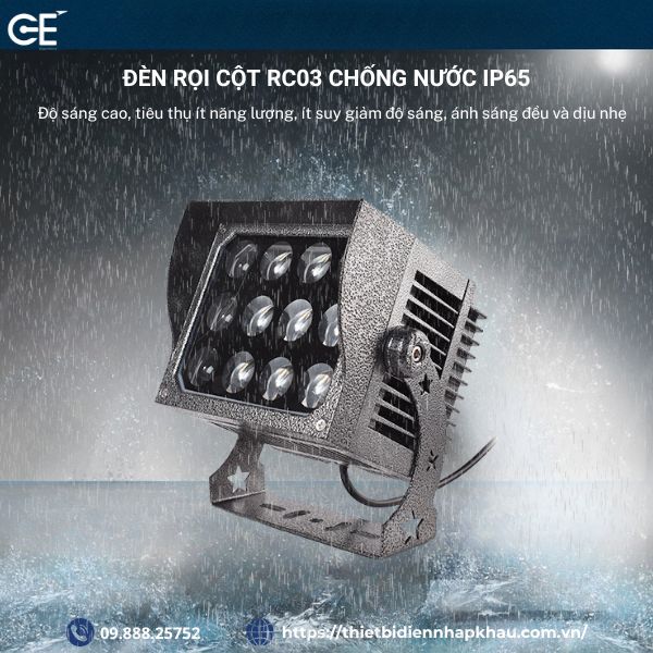 Đèn rọi cột mũ 45w RC03 đạt IP65