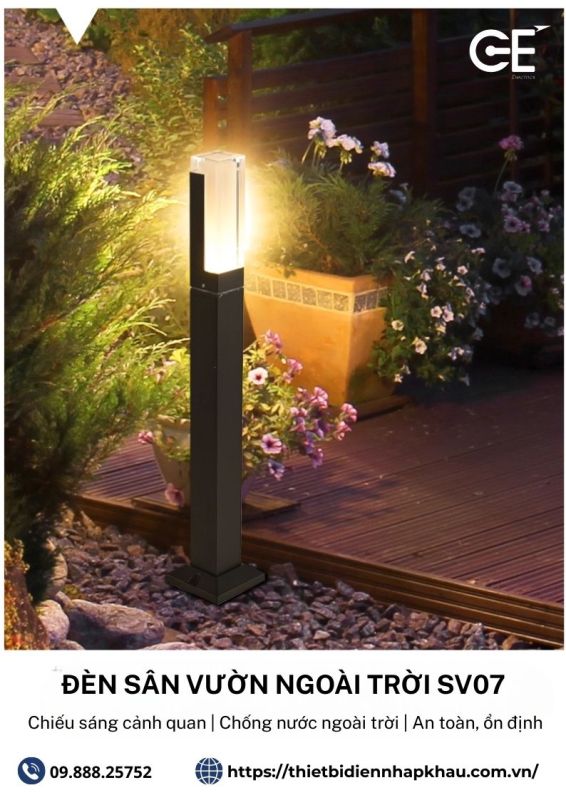 Đèn sân vườn pha lê 600mm GE SV07