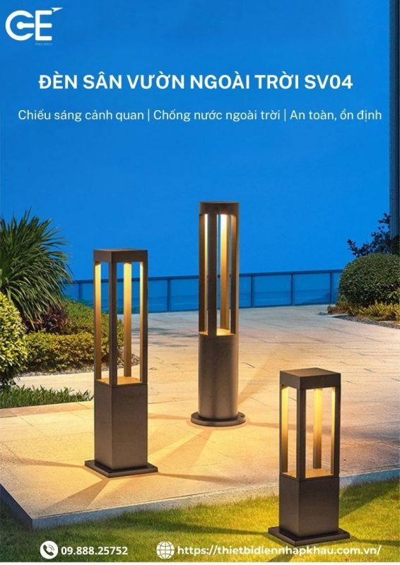 Đèn sân vườn trang trí 800mm SV04 đơn giản