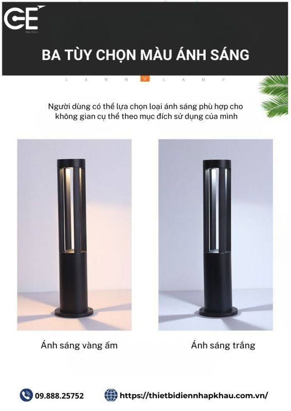Đèn sân vườn trang trí SV04 3 màu ánh sáng