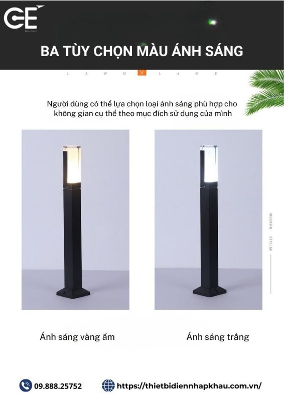 Đèn sân vườn pha lê SV07 3 màu ánh sáng