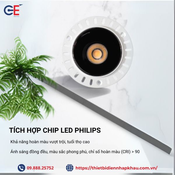 Đèn spotlight âm trần Philips 8w