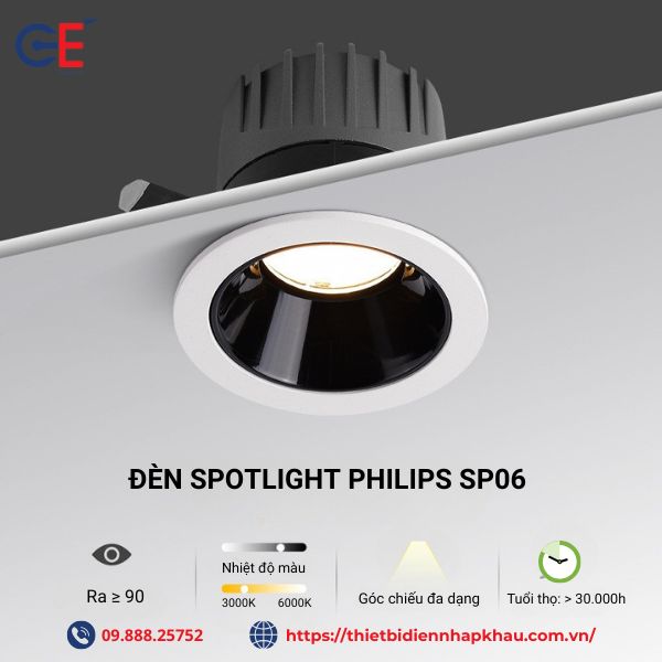Đèn spotlight Philips SP06 thiết kế hiện đại