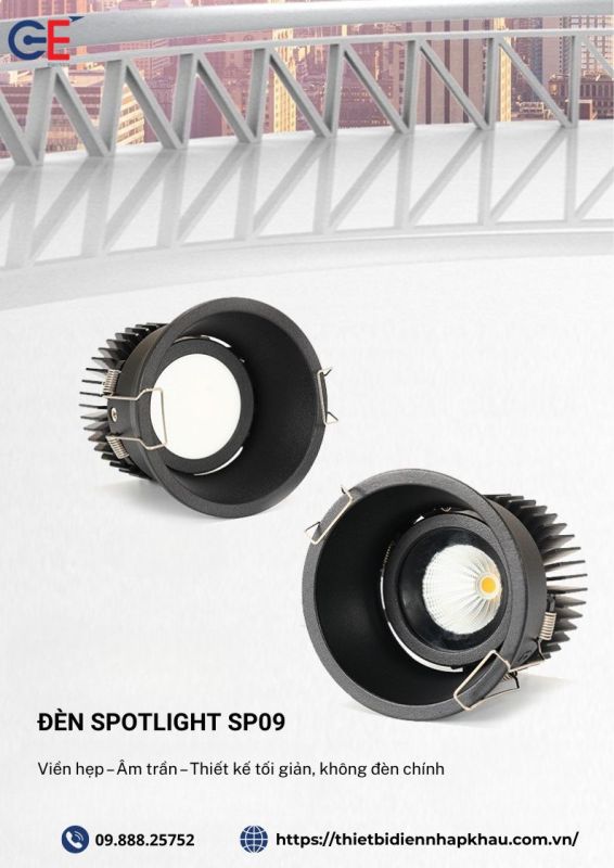 Đèn spotlight philips SP09 thiết kế hiện đại