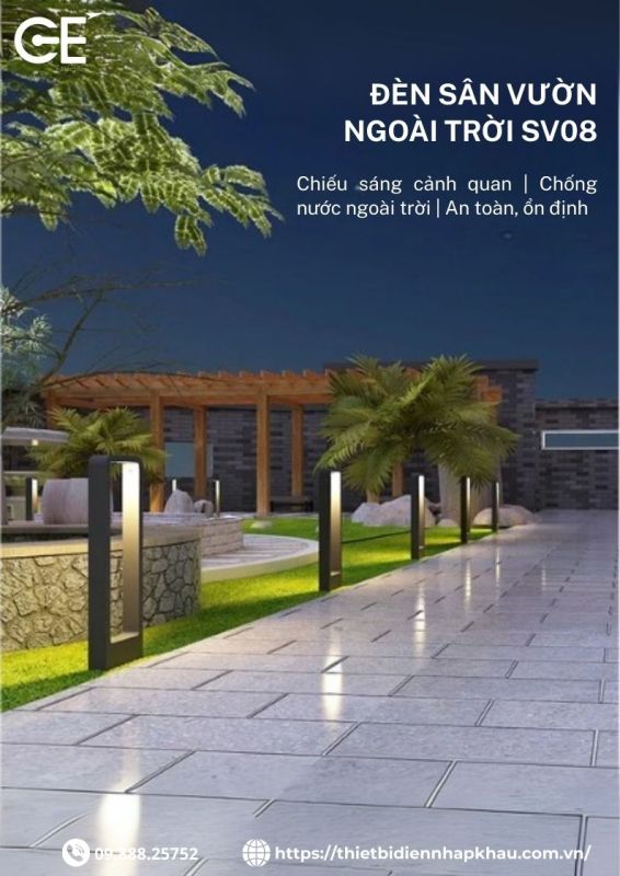 Đèn trụ sân vườn 400mm GE SV08