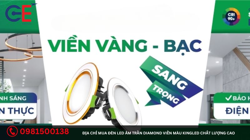 Địa chỉ mua đèn Led âm trần Diamond viền màu Kingled chất lượng cao