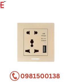 Bộ ổ cắm đôi kèm USB Edenki EE-005U-G