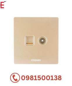 Bộ ổ cắm mạng và tivi Edenki EE-C5TV02-G