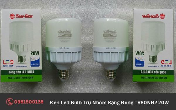 Giới thiệu về đèn Led Bulb Trụ Nhôm Rạng Đông TR80NĐ2 20W