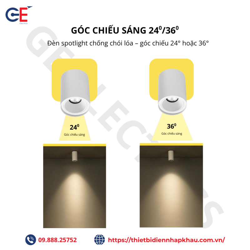 Góc chiếu đèn led lon Philips GE CL3