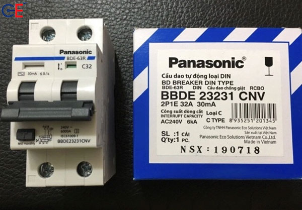 Cầu dao bảo vệ RCBO Panasonic 32A