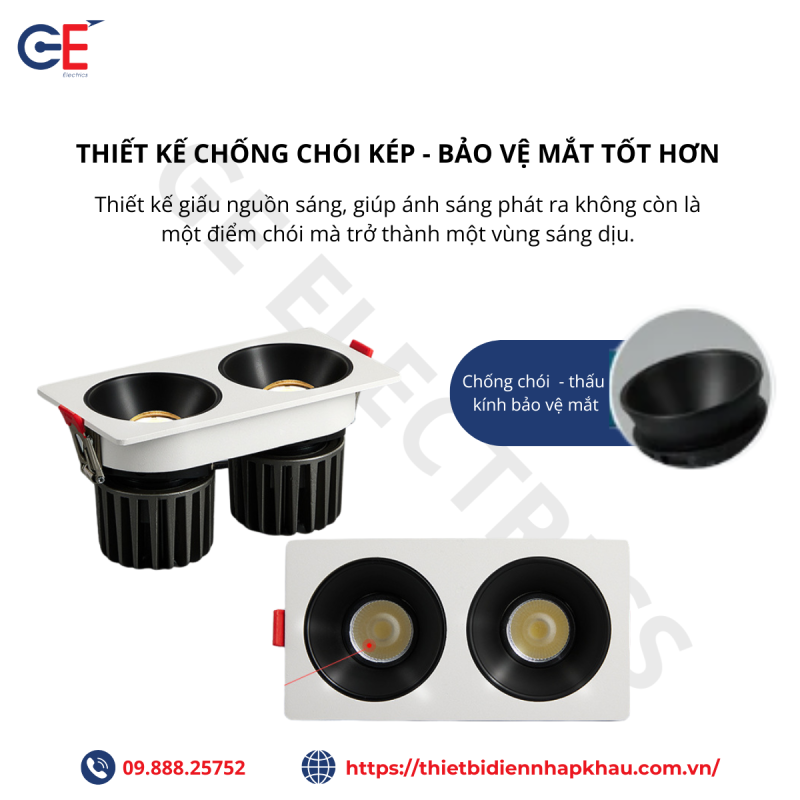 Thiết kế chống chói kép bảo vệ mắt