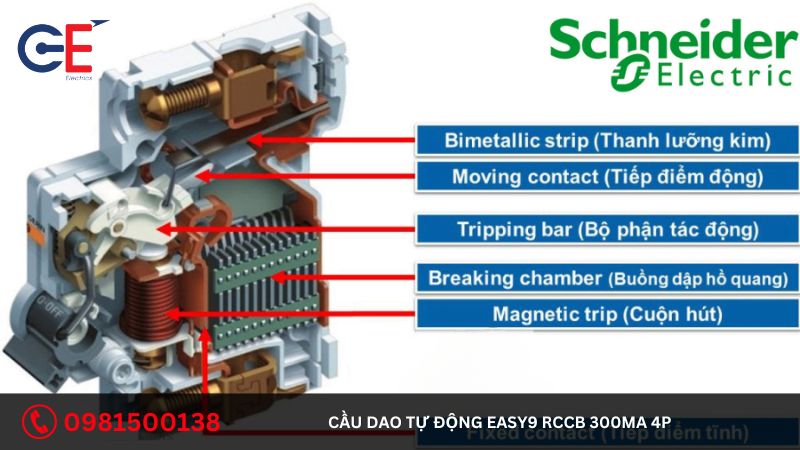 Tính năng của cầu dao tự động Easy9 RCCB 300mA 4P Schneider