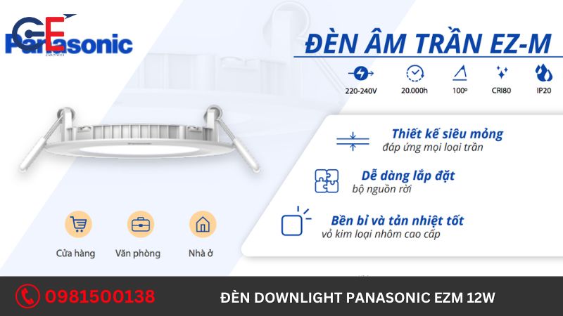 Tính năng của đèn Downlight Panasonic EZM 12W