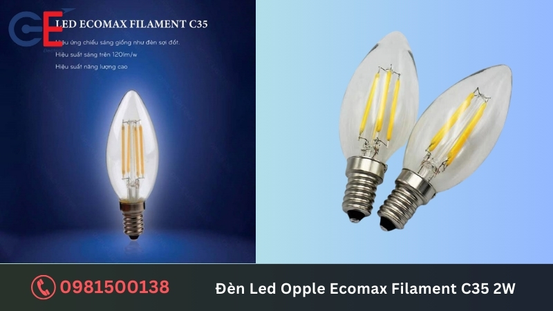 Tính năng của đèn Led Opple Ecomax Filament C35 2W