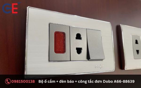 Các tính năng, ưu điểm của bộ ổ cắm + đèn báo + công tắc đơn Dobo A66