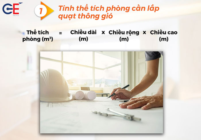 Tính thể tích không gian căn phòng cần lắp quạt thông gió