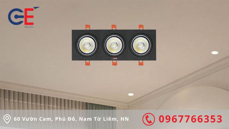 Ứng dụng đèn âm trần vuông COB thân đen 30W Asia