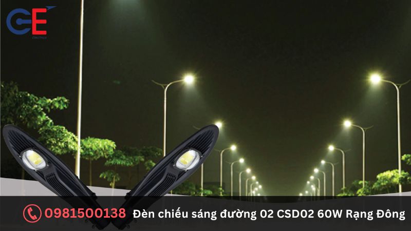 Ứng dụng đèn chiếu sáng đường Rạng Đông CSD02 60W