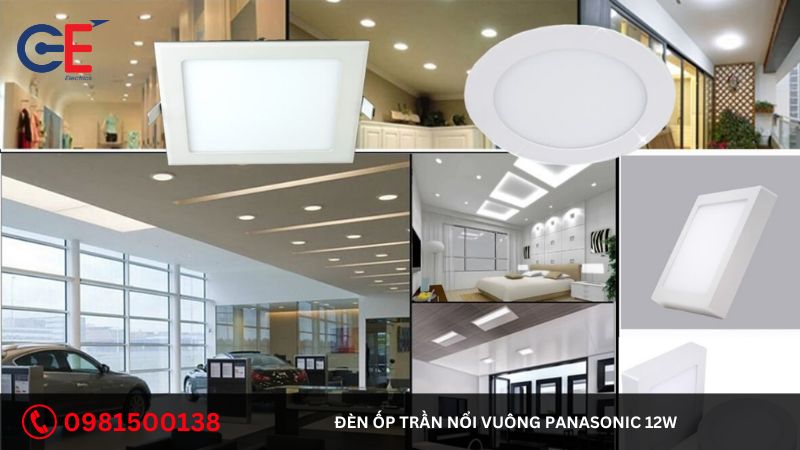 Ứng dụng đèn ốp trần nổi vuông Panasonic 12W 