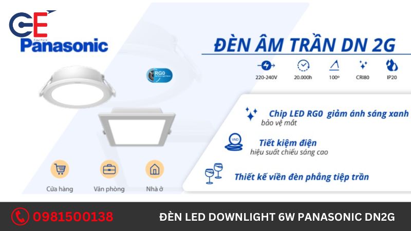 Ưu điểm của đèn Led Downlight 6W Panasonic DN2G 